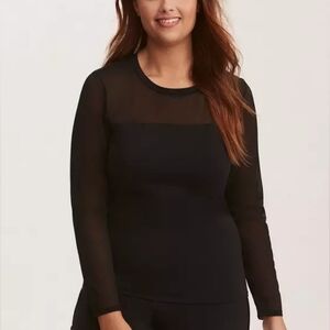 Torrid Black Mesh Long Sleeve Swim Shirt
